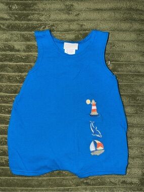 Vintage Carter’s Baby Bubble Romper 3-6M Nautical Sailboat Lighthouse One Piece